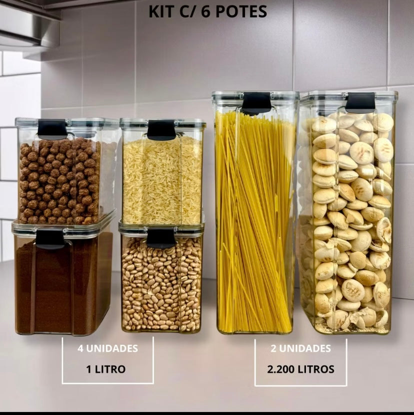 6 potes herméticos