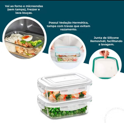 Praticidade e organização que sua cozinha merece! Kit com 10 potes de vidro herméticos — lindos, resistentes e com vedação 100%!