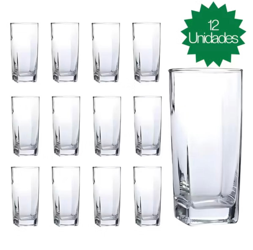 Kit de copos de vidro com 6 ou 12 peças.