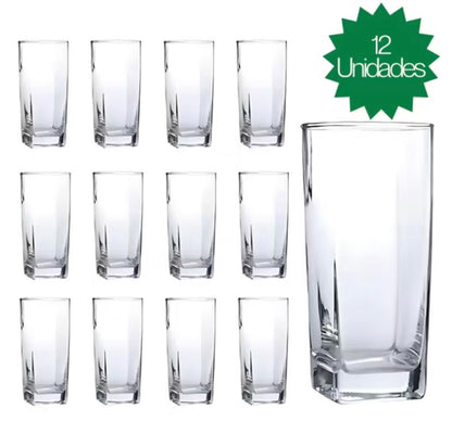 Kit de copos de vidro com 6 ou 12 peças.